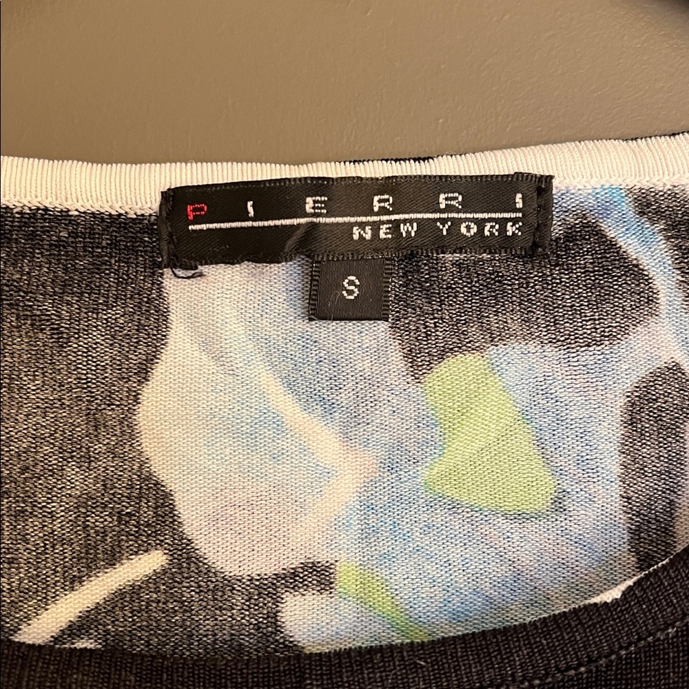 Women’s Black Floral Long-Sleeve Top with Blue & Green Blooms - Picture 3 of 4